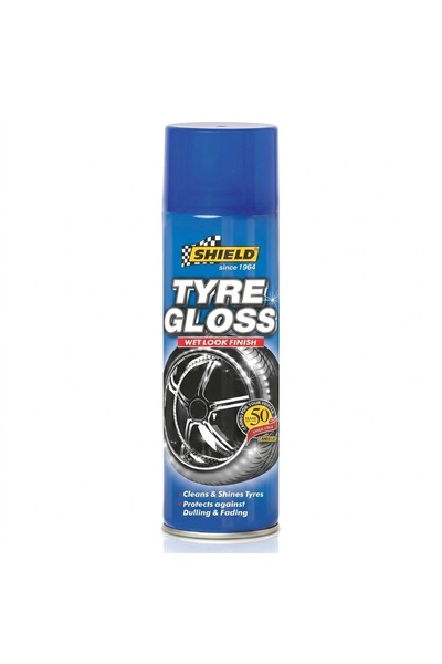 SHIELD Tyre Cleaner Gloss Aerosol Deep Black Tire Shine Spray Long Lasting We...
