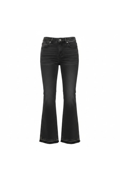 Generic Women's Black Acid Wash Flared Leg Jeans