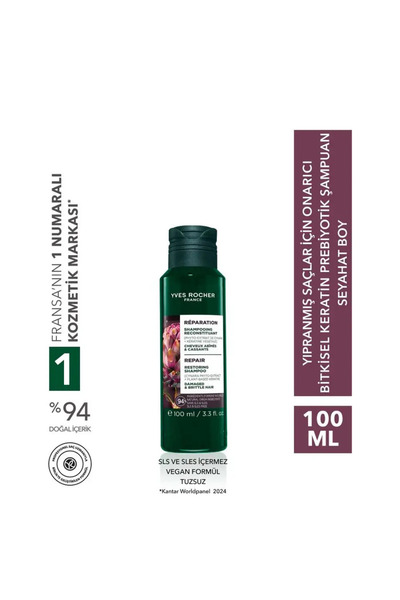 Yves Rocher Onarıcı Bitkisel Keratin Prebiyotik Seyahat Boy Şampuan - Yıpranm...