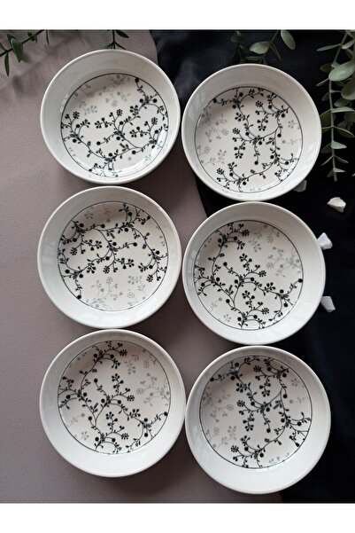 Yiğit Seramik Züccaciye Black Eliz Model 6-Piece Snack/Breakfast Bowl