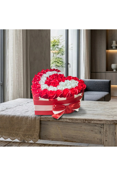 Boutique Bellaria Floral Arrangement Heart Box Eternal Roses Soap 43 pcs Red ...