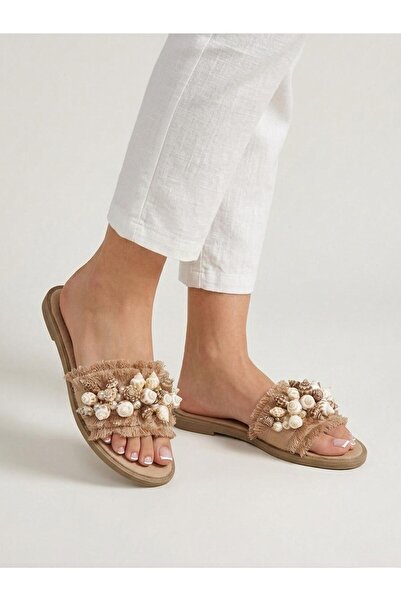 İncilaPearla Maris Women's Special Design Summer Slippers with Shell Detail