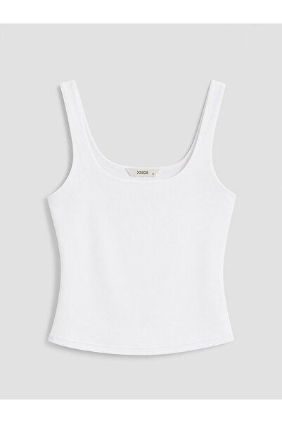 LC Waikiki White u-neck women's crop top from gulis clothing