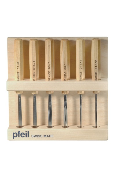pfeil D 6er, σετ 6 εργαλείων ξυλογλυπτικής, medium-size, σε ξύλινη θήκη