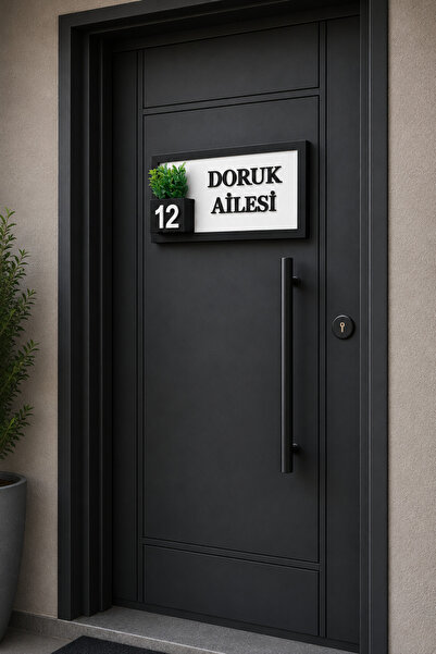 SHELİFE Kişiye Özel Ahşap Kapı İsimliği ve Kapı Numarası 15x25 cm | Dekoratif...