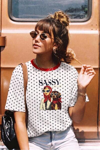 Noi Belis Puantiyeli Oversize Baskılı Örme T-Shirt SS26TS0080