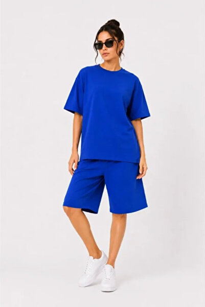 kendim fashion Bottom Top Set Two Yarn Fabric Crew Neck T-Shirt with Pockets ...