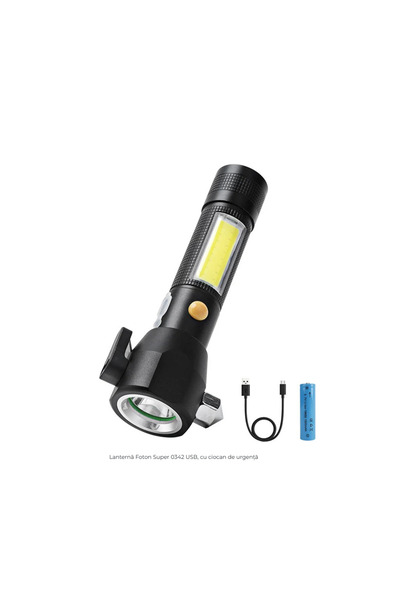 FOTON Super 0342 USB flashlight, with emergency hammer
