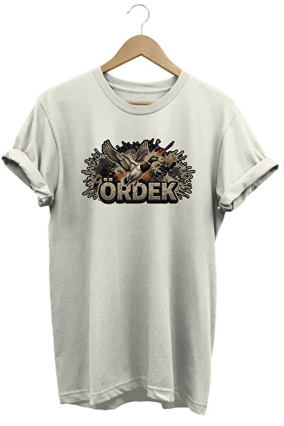 WİDİ Duck Graphic Printed Crew Neck Cotton Hunter Nature T-Shirt