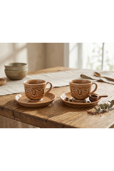 Elista Aura Ceramic 2-Piece Coffee Cup Set – Antique Honey