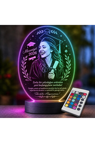 hediye-ci Kişiye Özel 3D Mezuniyet Modelli Gece Lambası