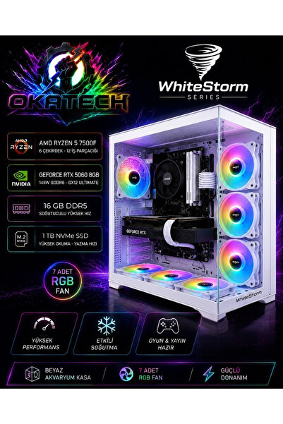 OKATECH Ryzen 5 7500F 16 GB DDR5 1 TB NVMe SSD RTX5060 8GB 145W Windows 11 Pr...