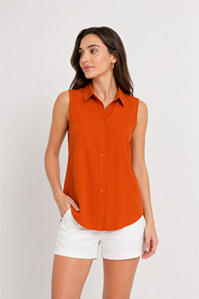 Nuevo Women's Tile Zero Sleeve Buttoned Shirt Blouse Summer Stylish Design