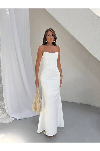 MAXMOOR CAMELLİ Maxi Elbise 1378 - Beyaz