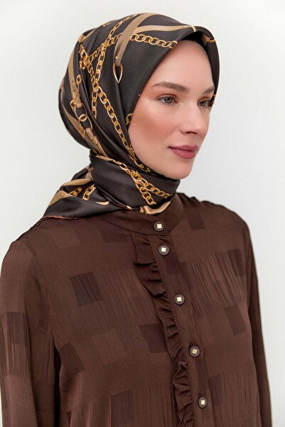 Setrms Zincir Desenli Twill İpek Eşarp