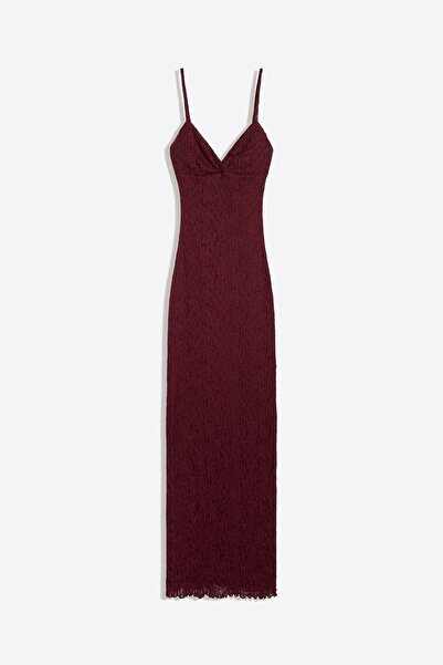 Bershka Dantelli askılı midi elbise