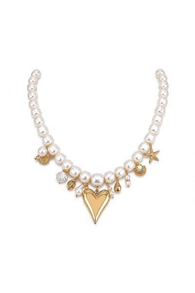 Hector&Co. Jewellery İnci Barok Deniz Temalı Kalp Charm Kolye 316L Paslanmaz ...