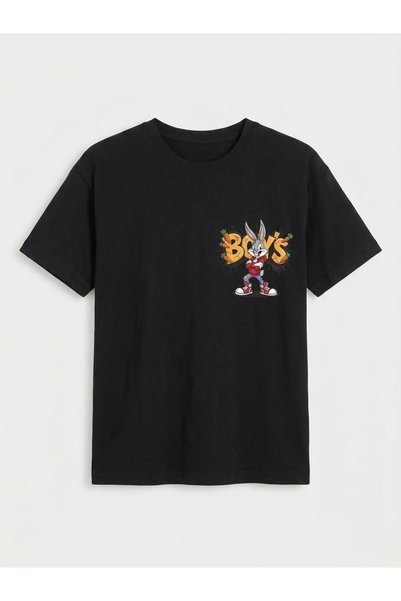 kidstalya Character Printed Black Boy's Tshirt - Disny