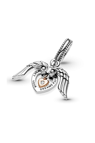 Pandora Charm Club 2021 cu aripi de inger si inima Let Your Dreams Fly - Argint 925
