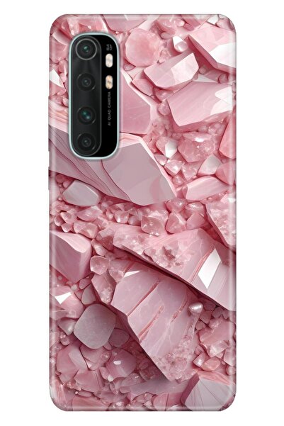 Cekuonline Xiaomi Mi Note 10 Lite Kılıf Pembe Elmas Temalı Desenli Darbe Emic...