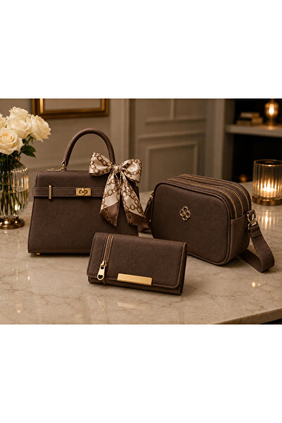 MODAMARKM Modern 3-Piece Set: Shawl, Shoulder Bag + Phone Bag, + Wallet Combi...