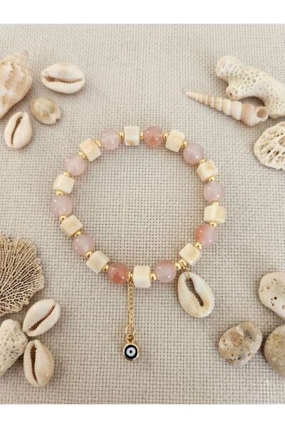 EL YAPIMI Pink Quartz and Stone Bracelet