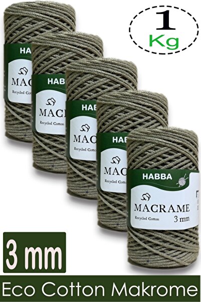 habba respect 1 Kilo Habba Cotton Macrame 3 mm - (Pack of 5) - 204