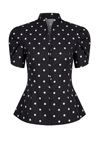 Julidress Button Detailed Padded Lined Design Premium Polka Dot Blazer Jacket