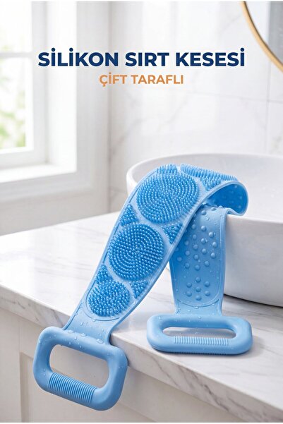 Evgereçlerim Silikon Banyo Sırt Kesesi Çift Taraflı Uzun Duş Masaj Lifi Vücut...
