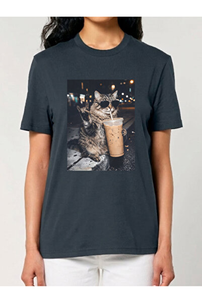 Cu Pisici Premium Organic Cotton T-Shirt -Rebel Cat, Unisex