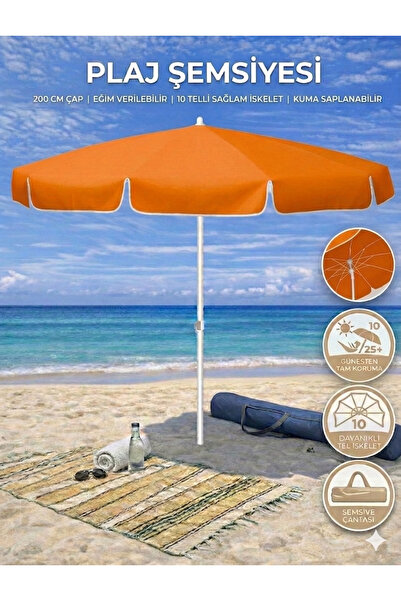 form outdoor Plaj Şemsiyesi 200 Cm Çapında 10 Telli Taşıma Çantası Hediyeli
