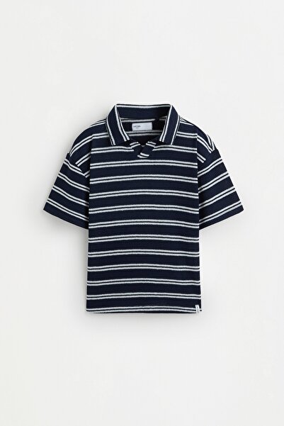 LEFTIES Çizgili kesim detaylı polo yaka t-shirt