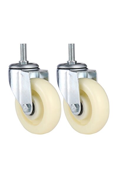 Lawazim BMB 2-Piece 3inch PP Swivel Caster Wheels, M12×25mm Screw, 200kg Tota...