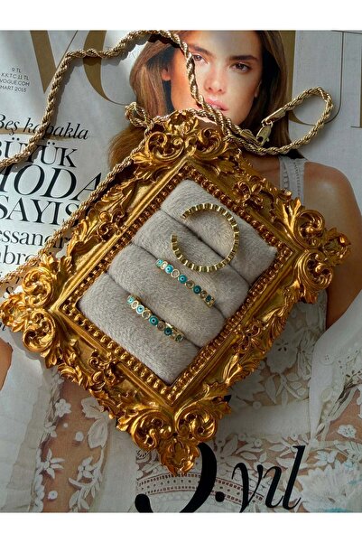 POSH AND PROUD ÖZEL SERİ SIRALI GÖZ NAZAR MODEL AYARLANABİLİR GOLD YÜZÜK