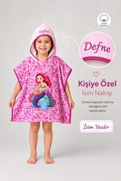 minilee children's happiness Mercan Deniz Kızı - İsimli Çocuk Kapşonlu Panço ...