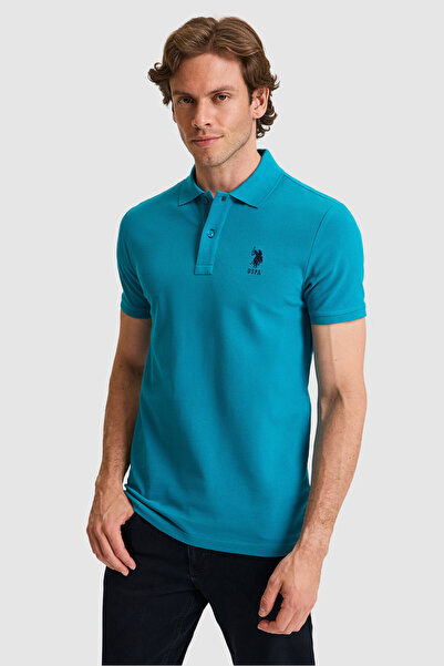 U.S. Polo Assn. Erkek Slim Fit Polo Yaka Petrol Basic Tişört 50326920-VR102
