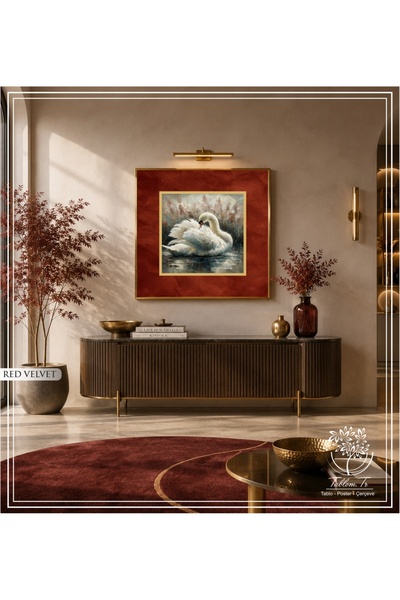 Tablomtr Red Velvet - Dijital Baskılı Gold Metal Çerçeveli Gerçek Camlı Tekli...