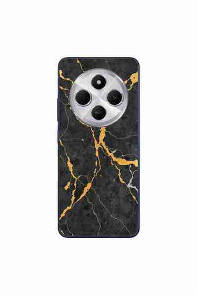 OEM Case compatible with Xiaomi Redmi 14C Silicon Gel Tpu Model Noir Gold Marble