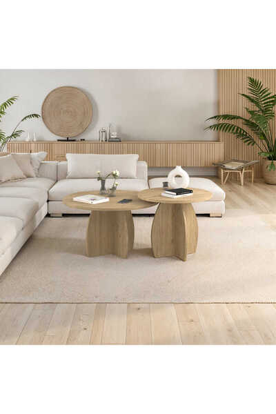 Adore Mobilya Bohem 2 li Orta Sehpa Florida Meşe 100x50x100 cm