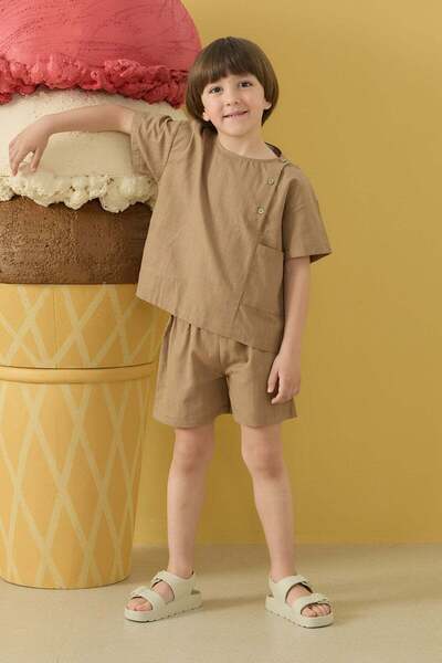 Tics Linen Suit - Brown