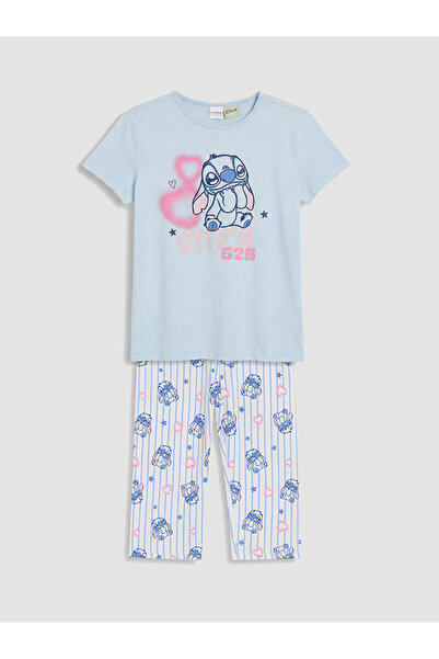 LC Waikiki Özmarka New Season Stitch Printed Girls' Capri Pajama Set