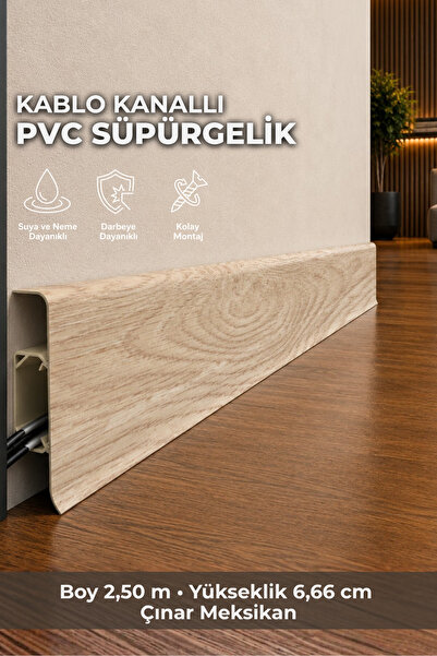 AGK Esquero Açılabilir Kapaklı Kablo Kanallı PVC Süpürgelik 250 cm Suya, Neme...