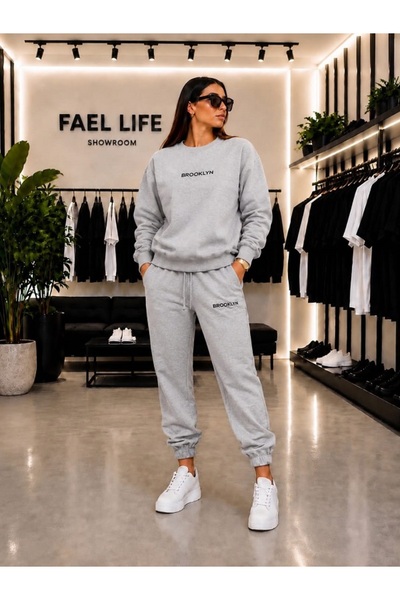 FAEL LİFE SET UNISEX CU GULER LARG ȘI PANTALONI DE TRENING CU IMPRIMEU BROKLYN