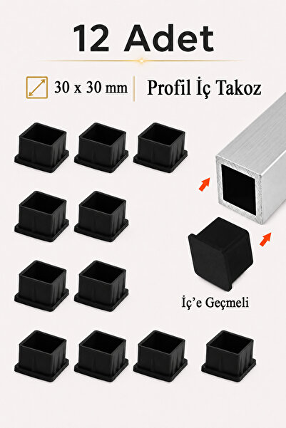 Badem10 (30x30 mm) İç Takoz Masa Sandalye Sehpa Ayak Tapası Kare Tıpa Papuç P...
