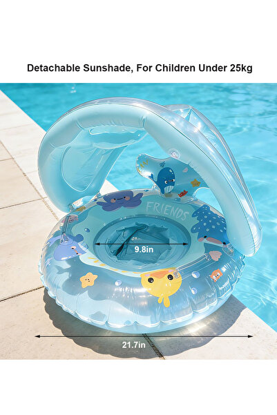 Choice Blue 1Pcs Inflatable ﻿Pool Float Swim Tube Detachable Sunshade Swimmin...