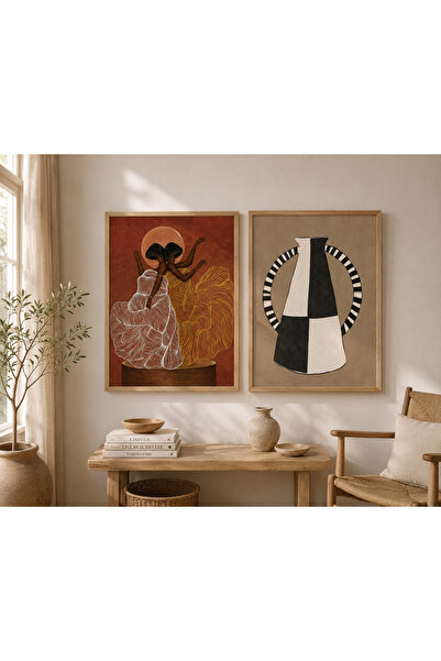 Boho wellness studio Dancing Souls Ahşap Çerçeveli Sanatsal Poster Seti – Soy...