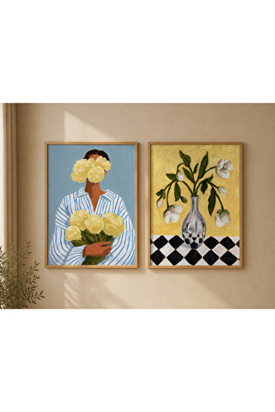 Boho wellness studio Golden Garden Ahşap Çerçeveli Dekoratif Poster Seti – Çi...