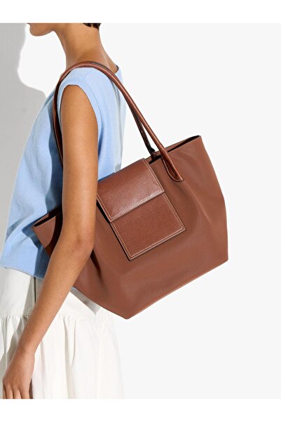 PARFOIS Kadın Kapaklı Yumuşak Dokulu Shopper Çanta