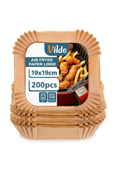 Vilde Hârtii de copt pătrate pentru friteuză cu aer cald 19x19 cm, 200 bucăți