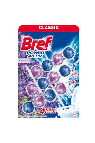 Bref Ароматизатор за тоалетна чиния, Power Aktiv Лавандула, 3 x 50гр